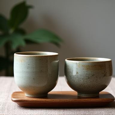 日本の伝統的な柄の陶器湯呑みセット